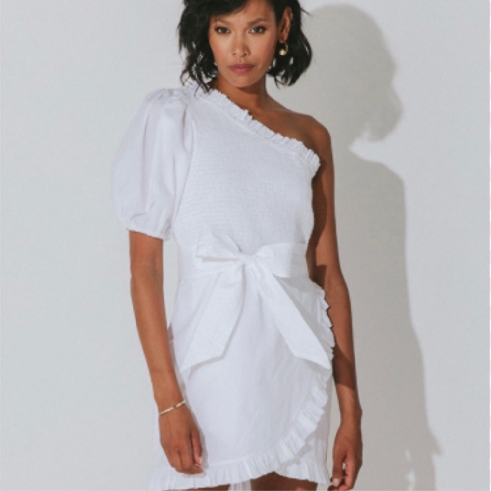 Cleobella Cassidy Mini Dress White One-Shoulder - Picture 2 of 2